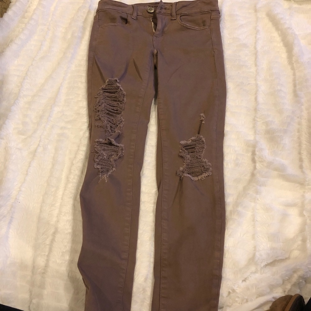 Dusty Purple Distressed Skinny Jeans